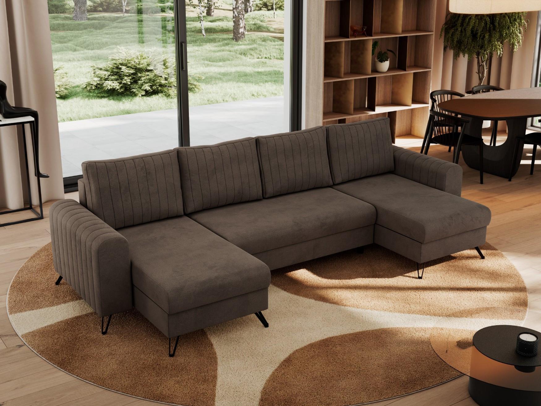 WOHNLANDSCHAFT AXEL U Velvet Braun Textil MKS Möbel > Sofas & Couches > Wohnlandschaften > Wohnlandschaften U-Form Braun