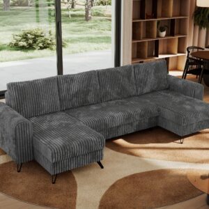 WOHNLANDSCHAFT AXEL U Cord Dunkelgrau Textil MKS Möbel > Sofas & Couches > Wohnlandschaften > Wohnlandschaften U-Form Grau