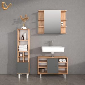 wohnli-moebel-suche-800000977181-1 MIDISCHRANK Fucino Anthrazit 30 x 130.6 cm kleine Tür Holzwerkstoff Livinity® Möbel > Schränke > Badezimmerschränke Anthrazit