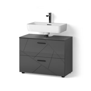 wohnli-moebel-suche-800000977189 Wohnli Möbelsuche - WASCHBECKENUNTERSCHRANK Ronco Anthrazit Hochglanz 80 x 58.6 cm