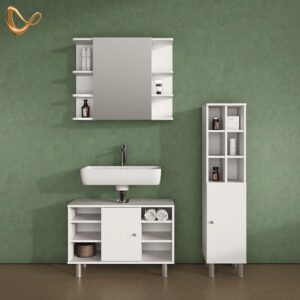 MIDISCHRANK Fucino Weiß 30 x 130.6 cm große Tür Holzwerkstoff Livinity® Möbel > Schränke > Badezimmerschränke Weiß