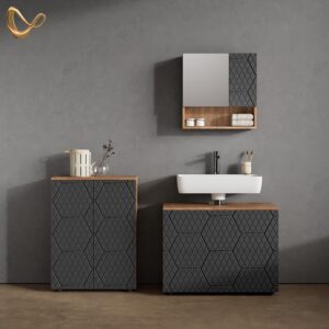 MIDISCHRANK Ronco Anthrazit mit Wabenstruktur 60 x 81 cm Holzwerkstoff Livinity® Möbel > Schränke > Badezimmerschränke Anthrazit