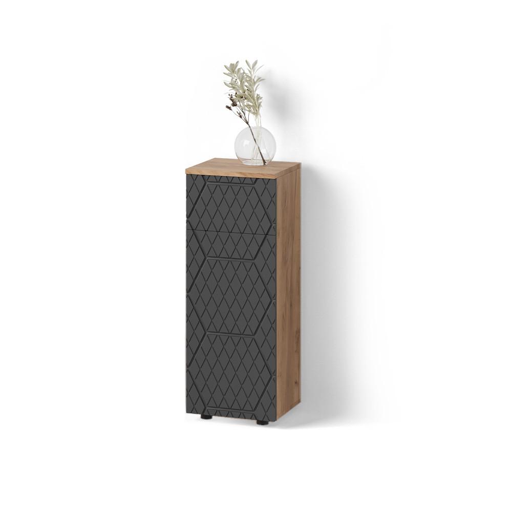 Wohnli Möbelsuche - MIDISCHRANK Ronco Anthrazit mit Wabenstruktur 30 x 81 cm mit 1 Schublade