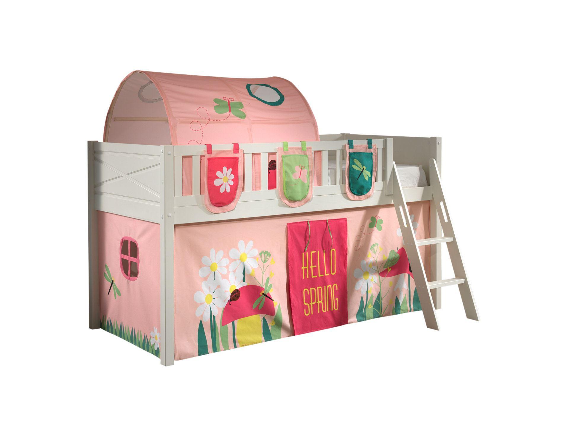 Wohnli Möbelsuche - KINDERBETT Karyl 208x114x135 Massivholz Weiß Textilset Spring 4