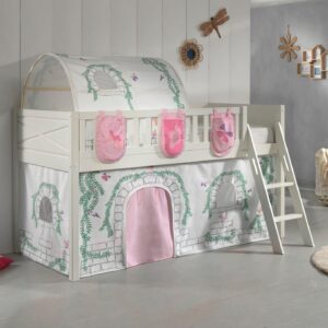 wohnli-moebel-suche-800000978465-1 KINDERBETT Karyl 208x114x135 Massivholz Weiß Textilset Birdy 4 Holz 58aufmkessel Möbel > Betten > Hoch- und Etagenbetten > Hochbetten Weiß