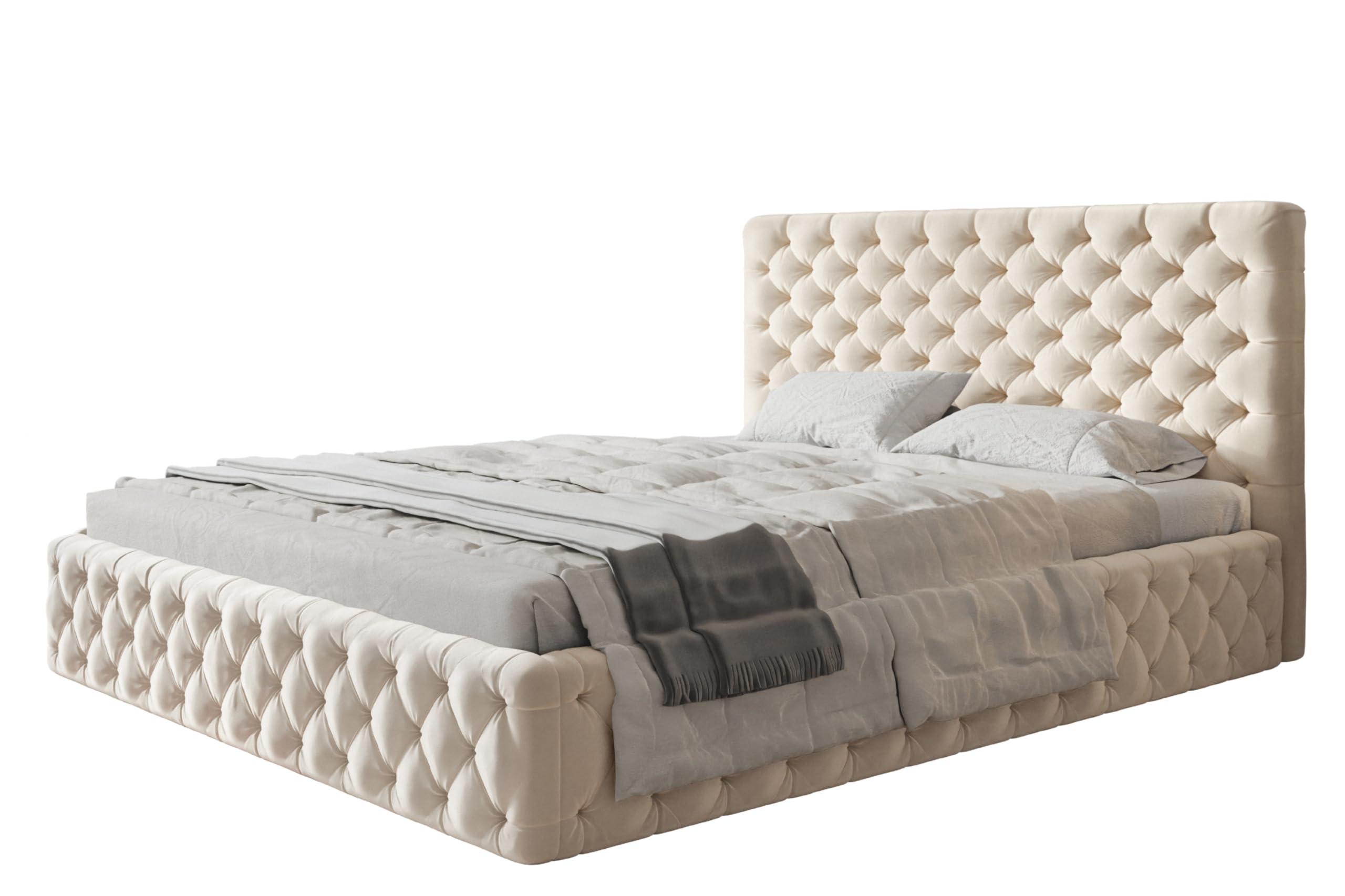 wohnli-moebel-suche-800000981713 Wohnli Möbelsuche - BETT 160x200 - Polsterbett mit Bettkasten und Holzrahmen - Elegant Betten - Weicher Jasminstoff - Kollektion Miami