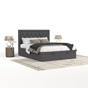 POLSTERBETT Nicobar mit Stauraum 200/200 cm Anthrazit im Megan Stoff Textil AltaBeds Möbel > Betten > Polsterbetten Anthrazit