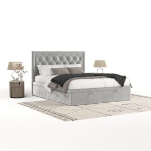 POLSTERBETT Nicobar mit Stauraum 200/200 cm Hellgrau im Lotta Stoff Textil AltaBeds Möbel > Betten > Polsterbetten Grau