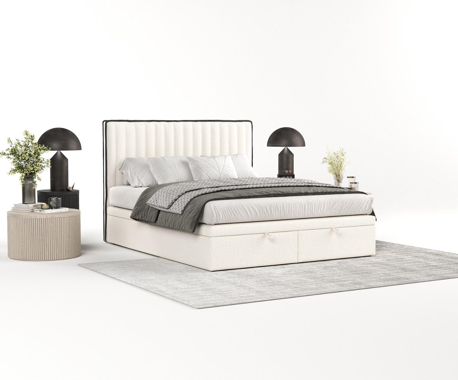 POLSTERBETT Keva mit Stauraum 200/200 cm Creme im Alta Stoff Textil AltaBeds Möbel > Betten > Polsterbetten Weiß