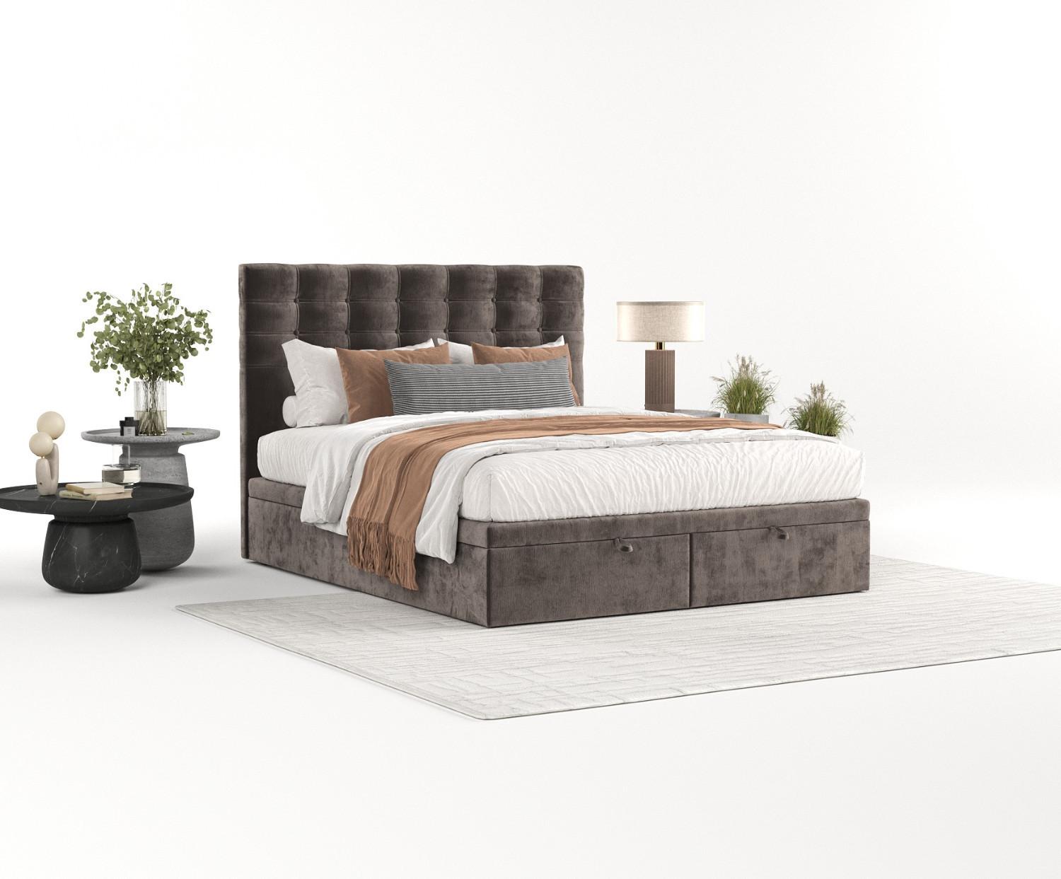 POLSTERBETT Callo mit Stauraum 120/200 cm Braun im Lotta Stoff Textil AltaBeds Möbel > Betten > Polsterbetten Braun