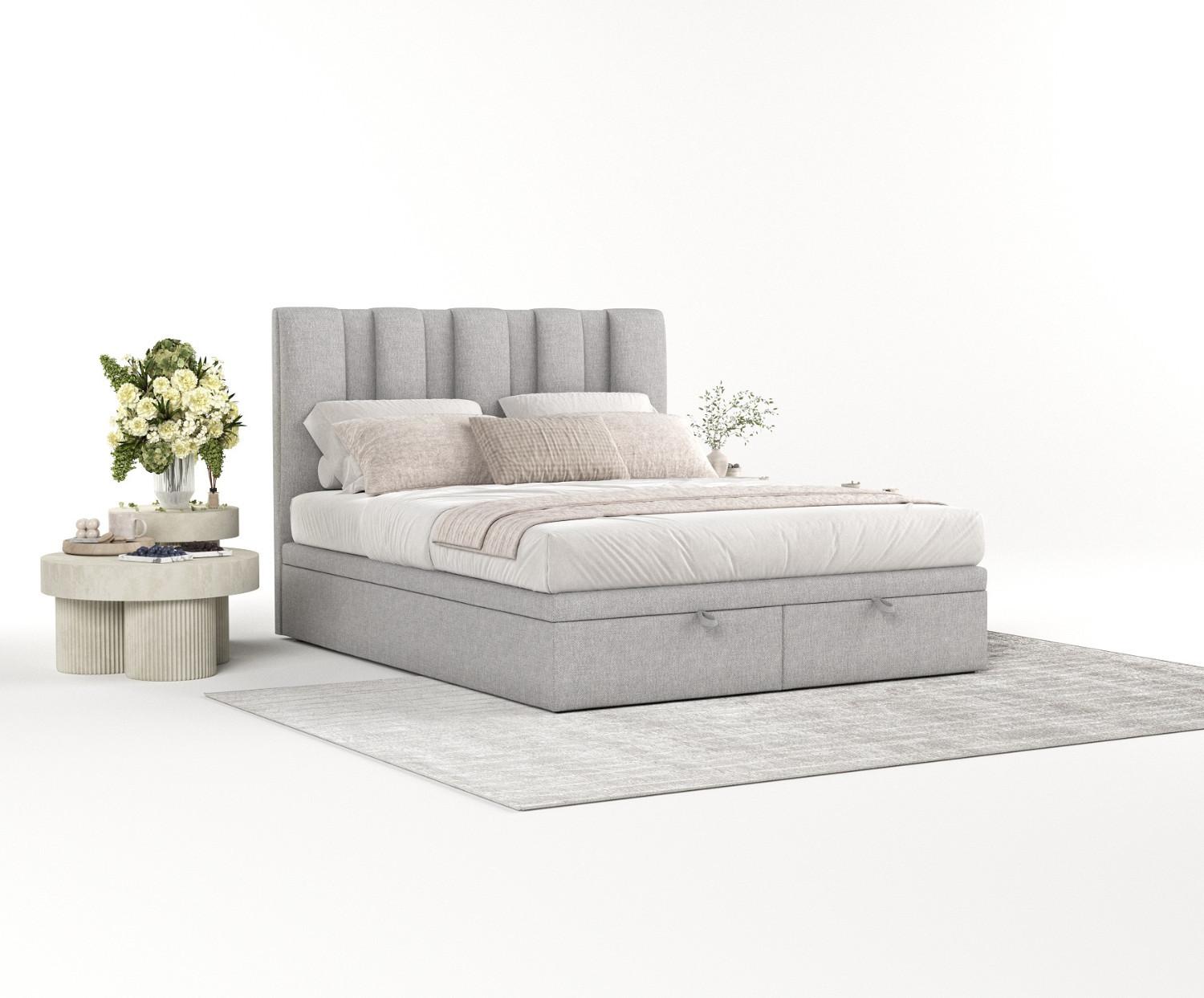 wohnli-moebel-suche-800000984819-1 POLSTERBETT Orta mit Stauraum 200/200 cm Grau im Megan Stoff Textil AltaBeds Möbel > Betten > Polsterbetten Grau