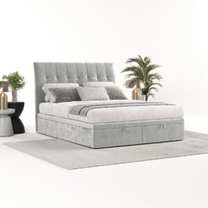 wohnli-moebel-suche-800000984844-1 POLSTERBETT Kelsea mit Stauraum 200/200 cm Hellgrau im Lotta Stoff Textil AltaBeds Möbel > Betten > Polsterbetten Grau