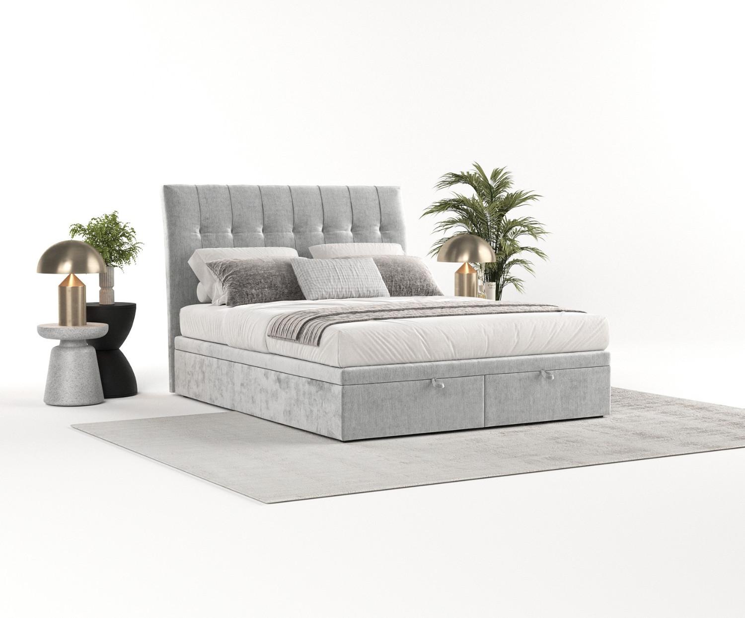 wohnli-moebel-suche-800000984844-1 POLSTERBETT Kelsea mit Stauraum 200/200 cm Hellgrau im Lotta Stoff Textil AltaBeds Möbel > Betten > Polsterbetten Grau