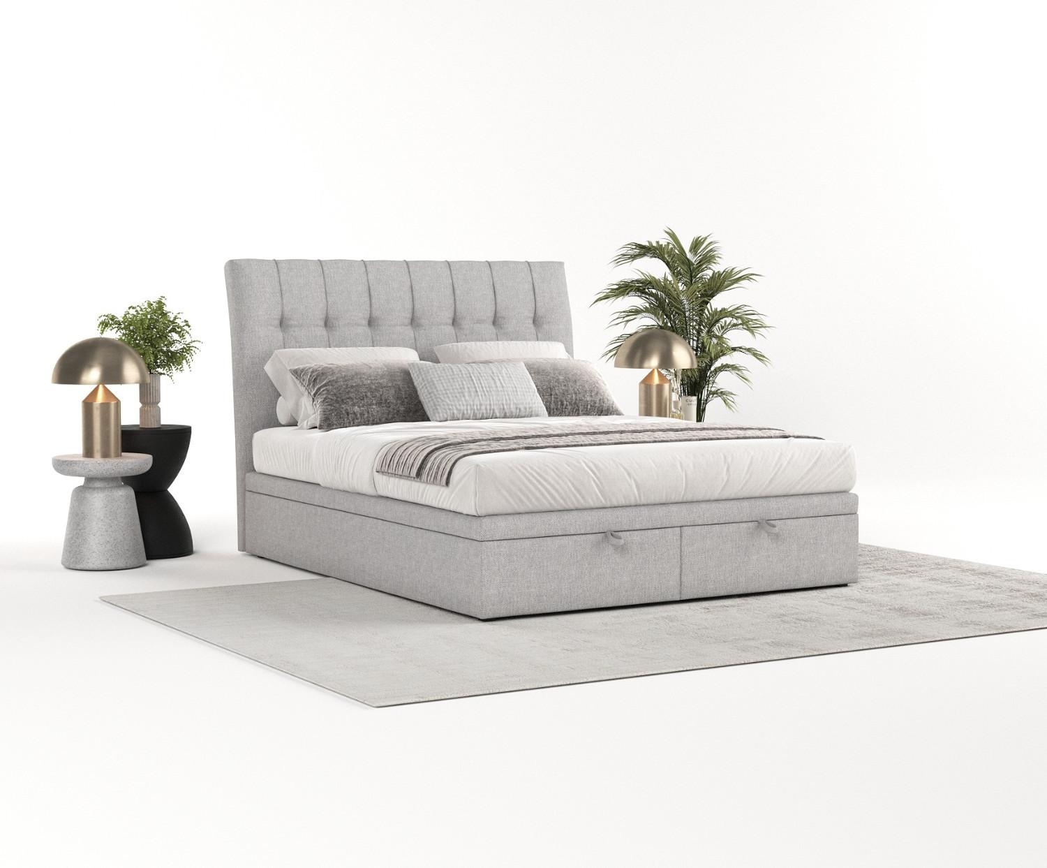 wohnli-moebel-suche-800000984978-1 POLSTERBETT Kelsea mit Stauraum 140/200 cm Grau im Megan Stoff Textil AltaBeds Möbel > Betten > Polsterbetten Grau