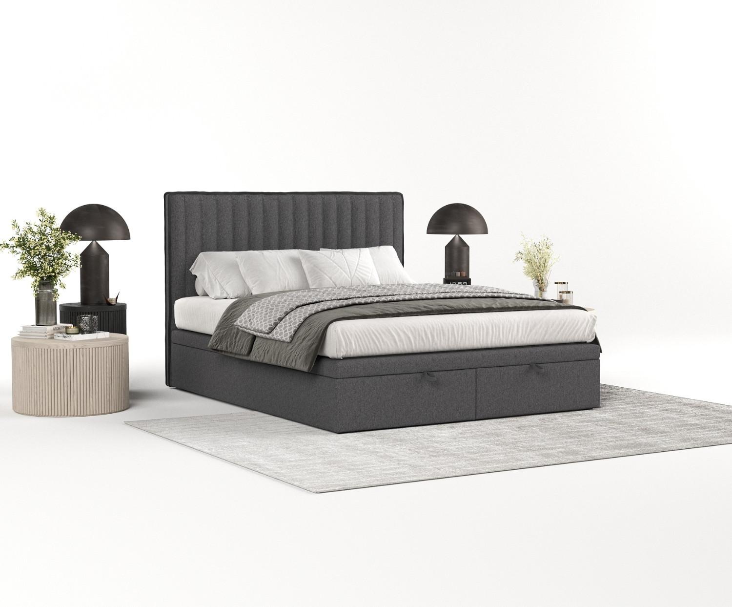 wohnli-moebel-suche-800000984995-1 POLSTERBETT Keva mit Stauraum 140/200 cm Anthrazit im Megan Stoff Textil AltaBeds Möbel > Betten > Polsterbetten Anthrazit