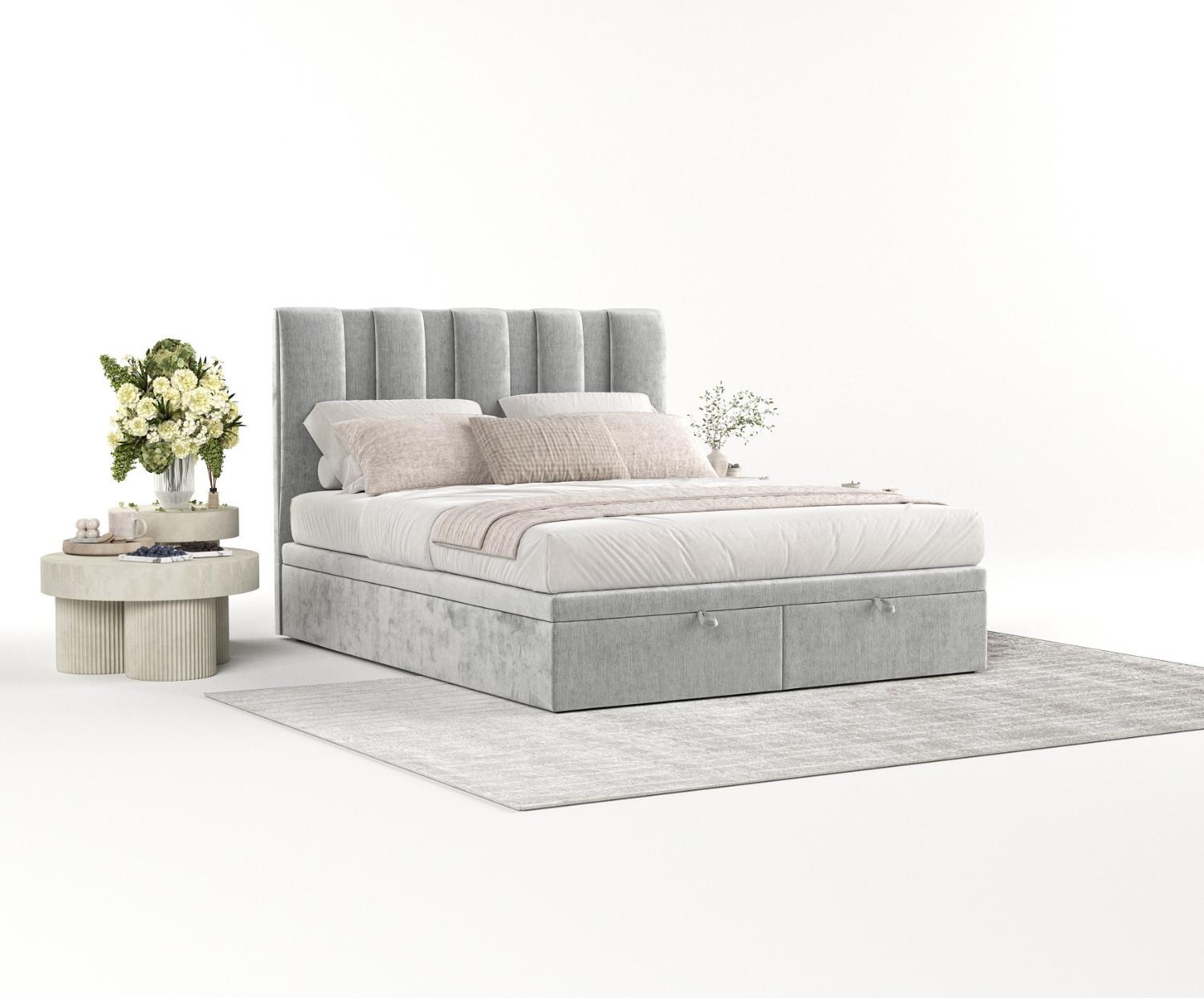wohnli-moebel-suche-800000985025-1 POLSTERBETT Orta mit Stauraum 200/200 cm Hellgrau im Lotta Stoff Textil AltaBeds Möbel > Betten > Polsterbetten Grau