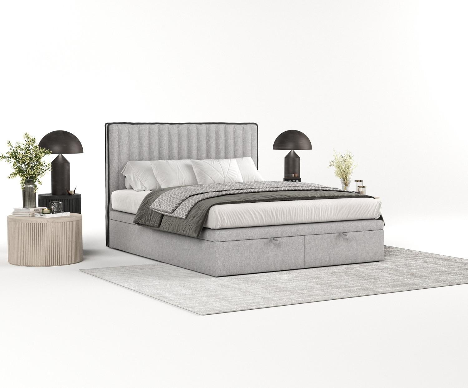 wohnli-moebel-suche-800000985026-1 POLSTERBETT Keva mit Stauraum 200/200 cm Grau im Megan Stoff Textil AltaBeds Möbel > Betten > Polsterbetten Grau