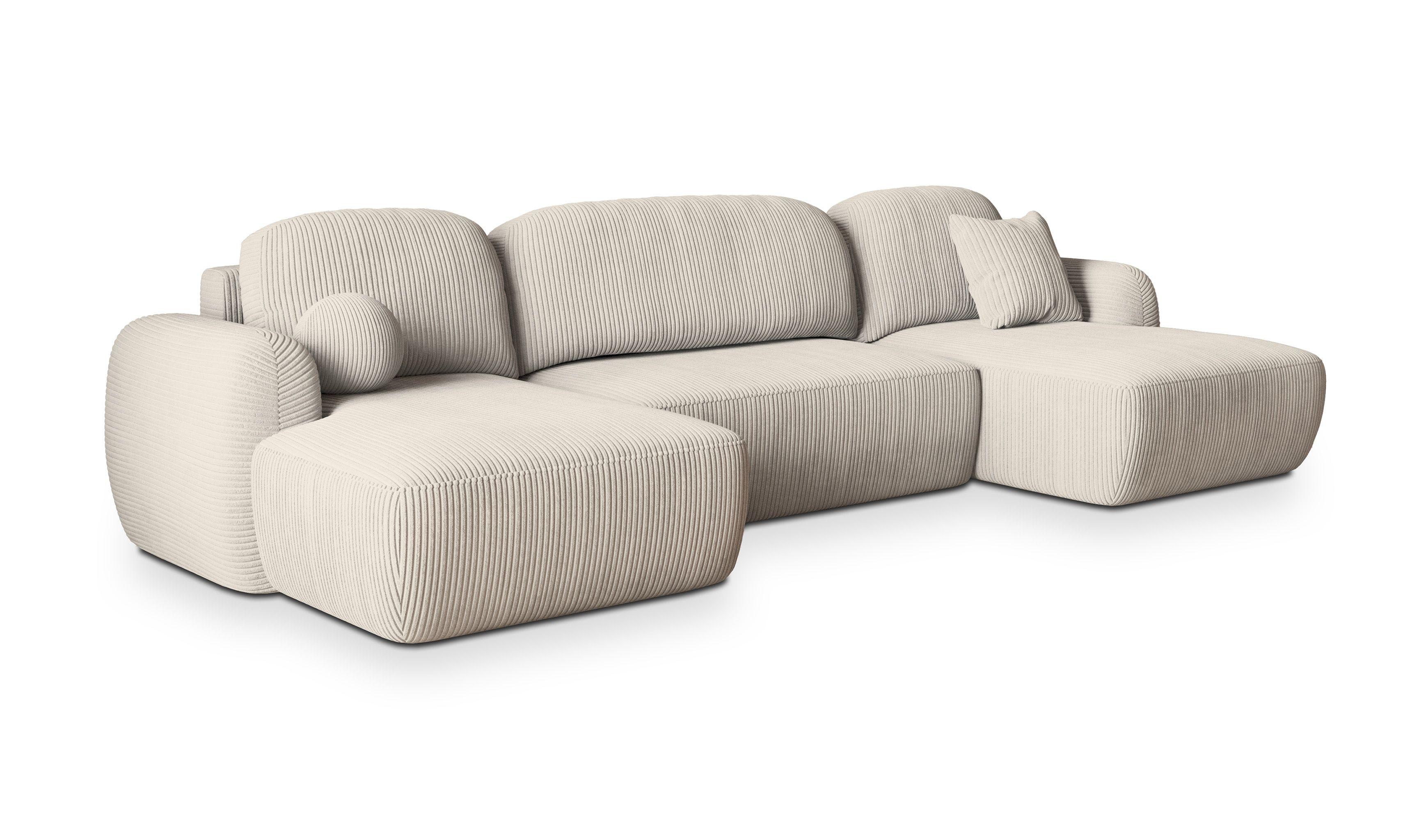 wohnli-moebel-suche-800000985209 Wohnli Möbelsuche - WOHNLANDSCHAFT SAVONA P Creme Kordstoff mit Schlaffunktion