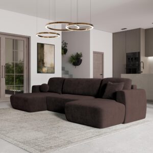 wohnli-moebel-suche-800000985239-1 WOHNLANDSCHAFT SENTUM K Braun Plüsch-Stoff mit Schlaffunktion Textil MASSENO Möbel > Sofas & Couches > Wohnlandschaften > Wohnlandschaften U-Form Braun