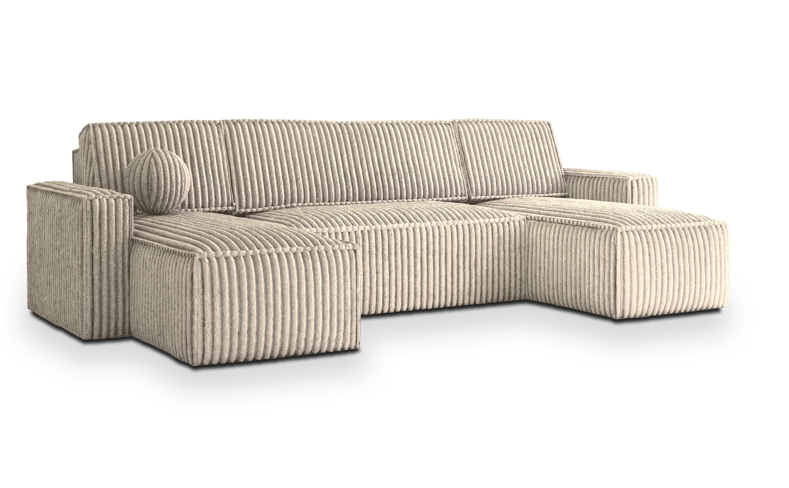 wohnli-moebel-suche-800000985261 Wohnli Möbelsuche - WOHNLANDSCHAFT PESANO T Creme Kordstoff mit Schlaffunktion
