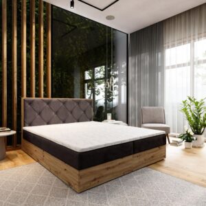 wohnli-moebel-suche-800000985265-1 BOXBETT FOSCO 140x200 cm mit Matratze und Topper - Braun Holz MASSENO Möbel > Betten > Boxspringbetten Braun