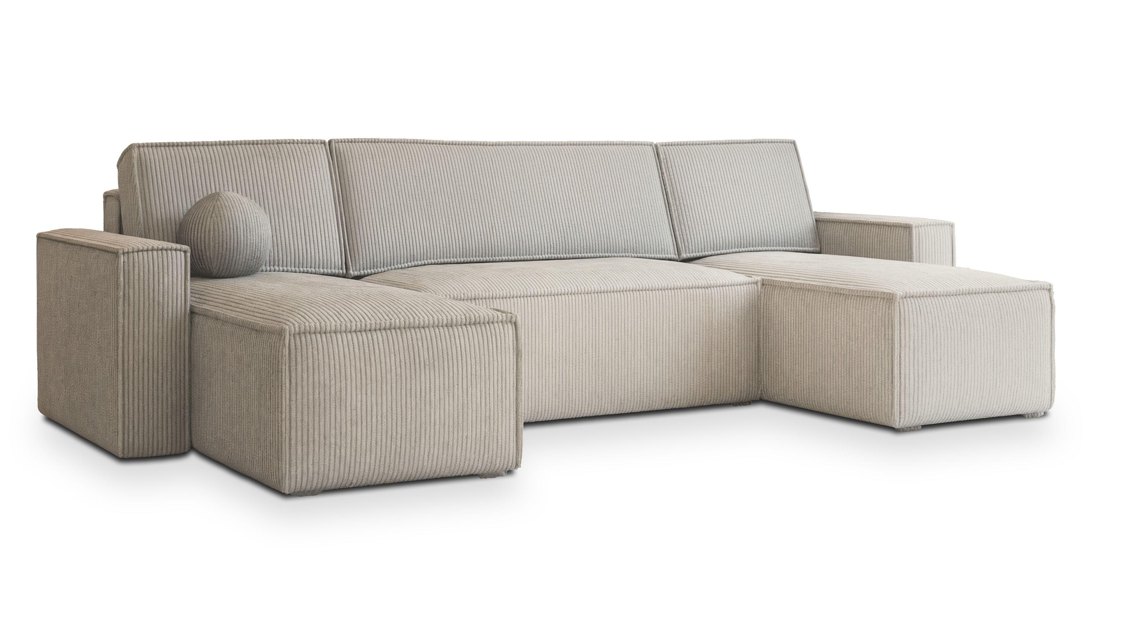 wohnli-moebel-suche-800000985268 Wohnli Möbelsuche - WOHNLANDSCHAFT PESANO P Creme Kordstoff mit Schlaffunktion