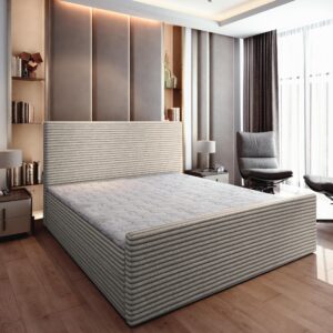wohnli-moebel-suche-800000985270-1 BOXBETT BRENTO 160x200 cm mit Matratze und Topper - Hellgrau Holz MASSENO Möbel > Betten > Boxspringbetten Grau