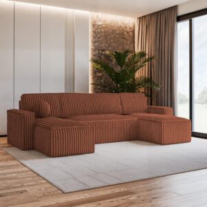 wohnli-moebel-suche-800000985273-1 WOHNLANDSCHAFT PESANO T Braun Kordstoff mit Schlaffunktion Textil MASSENO Möbel > Sofas & Couches > Wohnlandschaften > Wohnlandschaften U-Form Braun