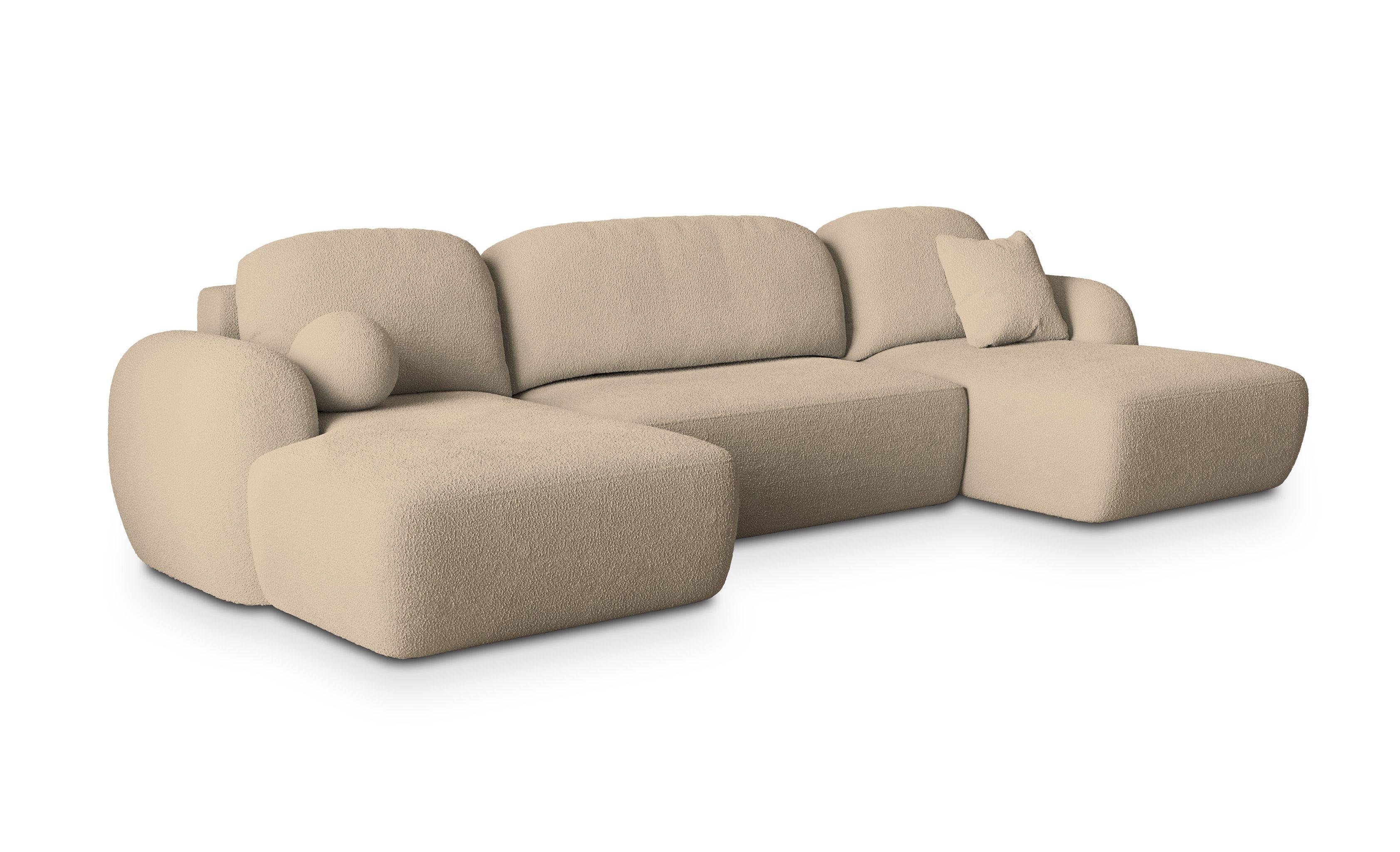 wohnli-moebel-suche-800000985289 Wohnli Möbelsuche - WOHNLANDSCHAFT SAVONA N Creme Boucle-Stoff mit Schlaffunktion