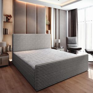 wohnli-moebel-suche-800000985296-1 BOXBETT BRENTO 180x200 cm mit Matratze und Topper - Hellgrau Holz MASSENO Möbel > Betten > Boxspringbetten Grau