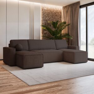 wohnli-moebel-suche-800000985301-1 WOHNLANDSCHAFT PESANO P Braun Kordstoff mit Schlaffunktion Textil MASSENO Möbel > Sofas & Couches > Wohnlandschaften > Wohnlandschaften U-Form Braun