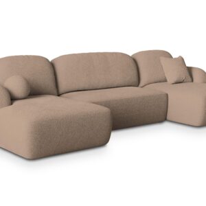 Wohnli Möbelsuche - WOHNLANDSCHAFT SAVONA N Beige Boucle-Stoff mit Schlaffunktion
