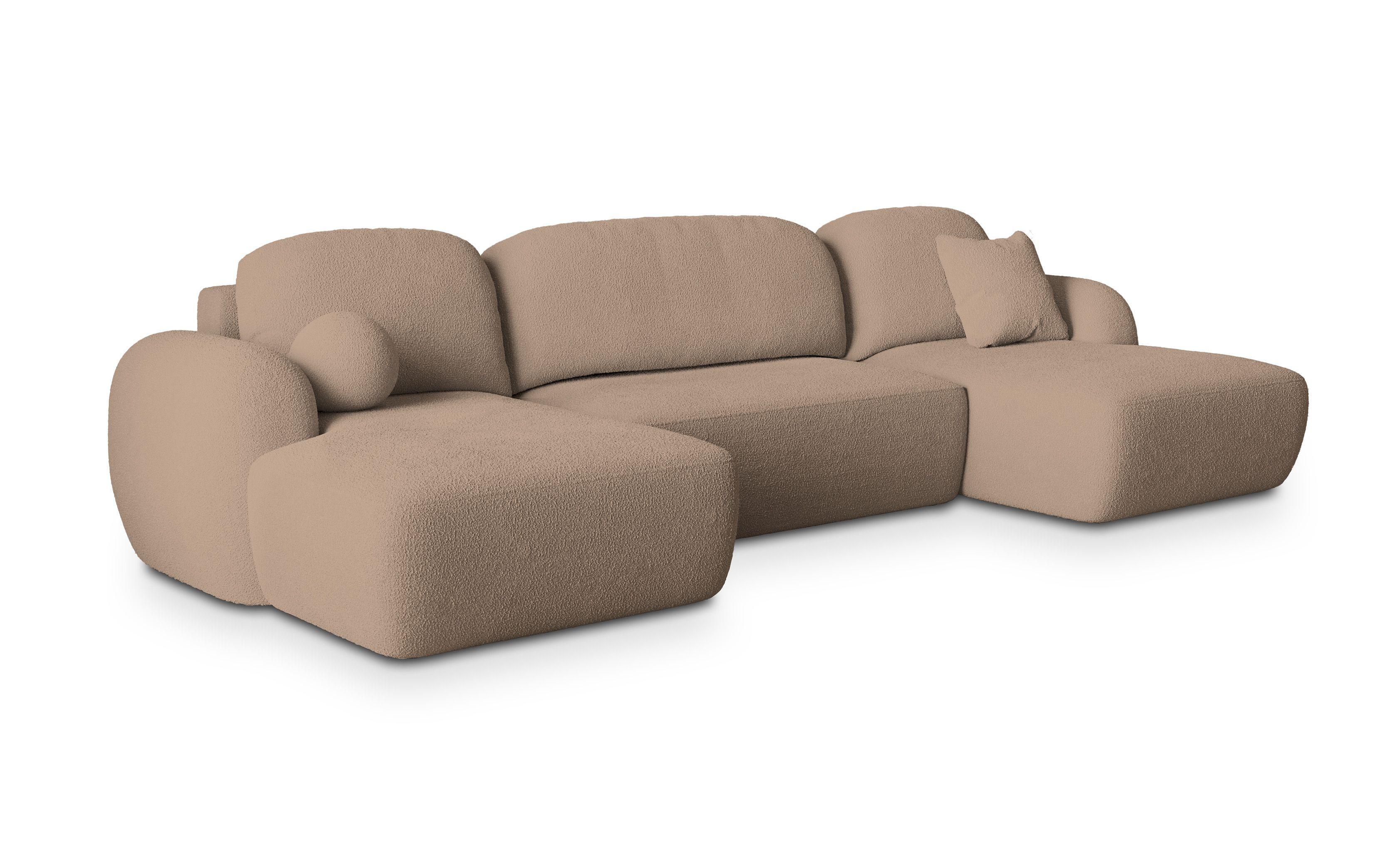 wohnli-moebel-suche-800000985310 Wohnli Möbelsuche - WOHNLANDSCHAFT SAVONA N Beige Boucle-Stoff mit Schlaffunktion