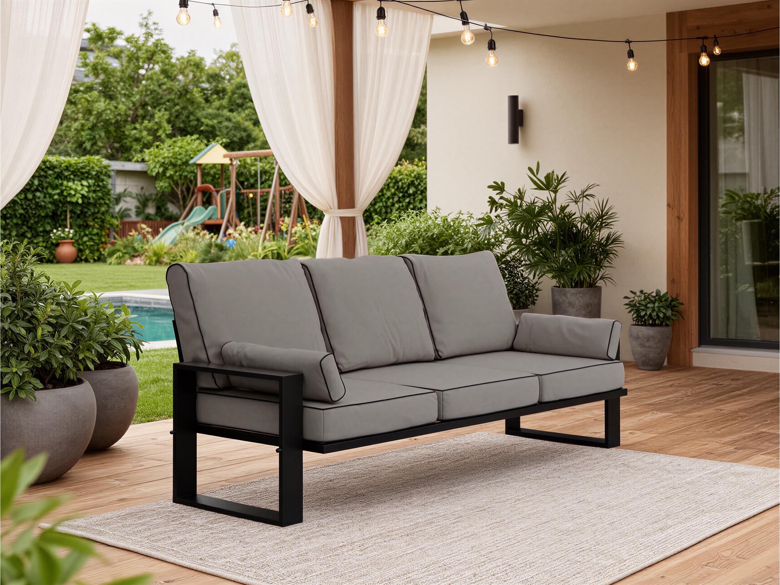 wohnli-moebel-suche-800000990434-1 GARTENSOFA Elba 3 Sitzer - Grau Textil MKS Garten & Outdoor > Gartenmöbel Grau