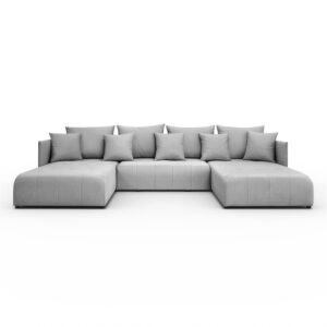 WOHNLANDSCHAFT APOLLO U mit Schlaffunktion und Bettzeugkasten Textil Lookway Möbel > Sofas & Couches > Wohnlandschaften > Wohnlandschaften U-Form Grau