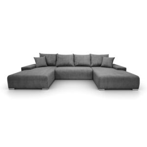 WOHNLANDSCHAFT LAVIO U mit Schlaffunktion und Bettkasten Textil Lookway Möbel > Sofas & Couches > Wohnlandschaften > Wohnlandschaften U-Form Grau