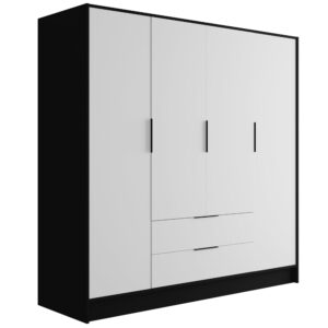 wohnli-moebel-suche-800000993321 Wohnli Möbelsuche - KLEIDERSCHRANK mit Flügeltüren KOLIN 200x200cm Schwarz / Weiß