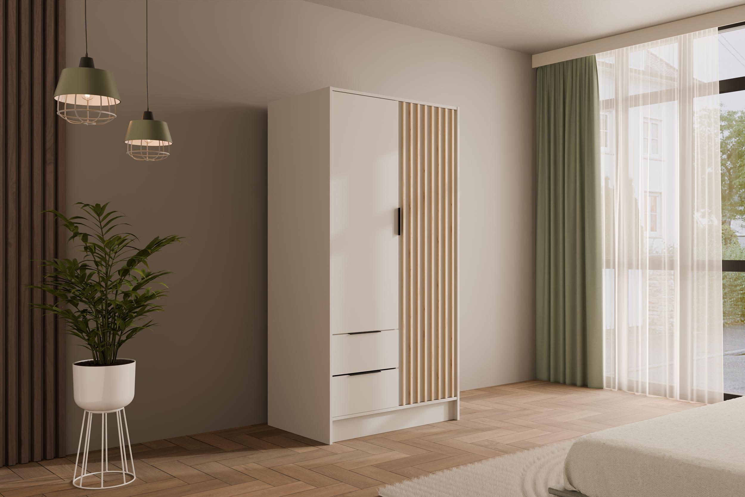 KLEIDERSCHRANK NELIA - 120 cm Holzwerkstoff ALTDECOR Möbel > Schränke > Kleiderschränke Weiß