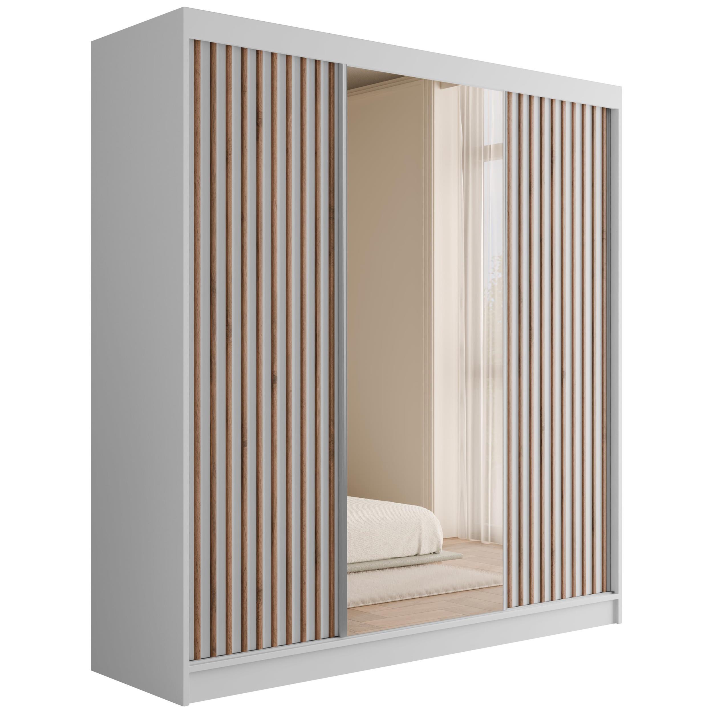 wohnli-moebel-suche-800000993341 Wohnli Möbelsuche - KLEIDERSCHRANK mit Spiegel V2-ZENTI 215x200 cm Weiß