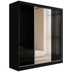 Wohnli Möbelsuche - KLEIDERSCHRANK mit Spiegel V2-VITA 215x200 cm - Schwarz
