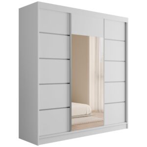 wohnli-moebel-suche-800000993351 Wohnli Möbelsuche - KLEIDERSCHRANK mit Spiegel V2-LINEA 215x200 cm Weiß