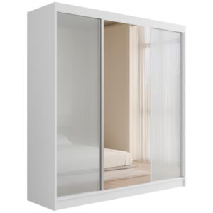Wohnli Möbelsuche - KLEIDERSCHRANK mit Spiegel V2-VITA 215x200 cm - Weiß