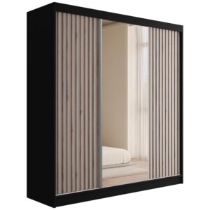 wohnli-moebel-suche-800000993364 Wohnli Möbelsuche - KLEIDERSCHRANK mit Spiegel V2-ZENTI 215x200 cm Schwarz|Weiß