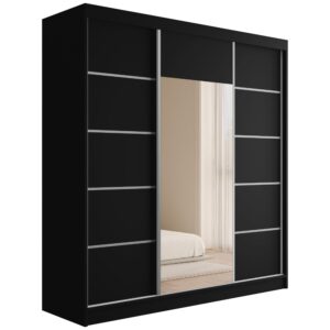 wohnli-moebel-suche-800000993370 Wohnli Möbelsuche - KLEIDERSCHRANK mit Spiegel V2-LINEA 215x200 cm Schwarz