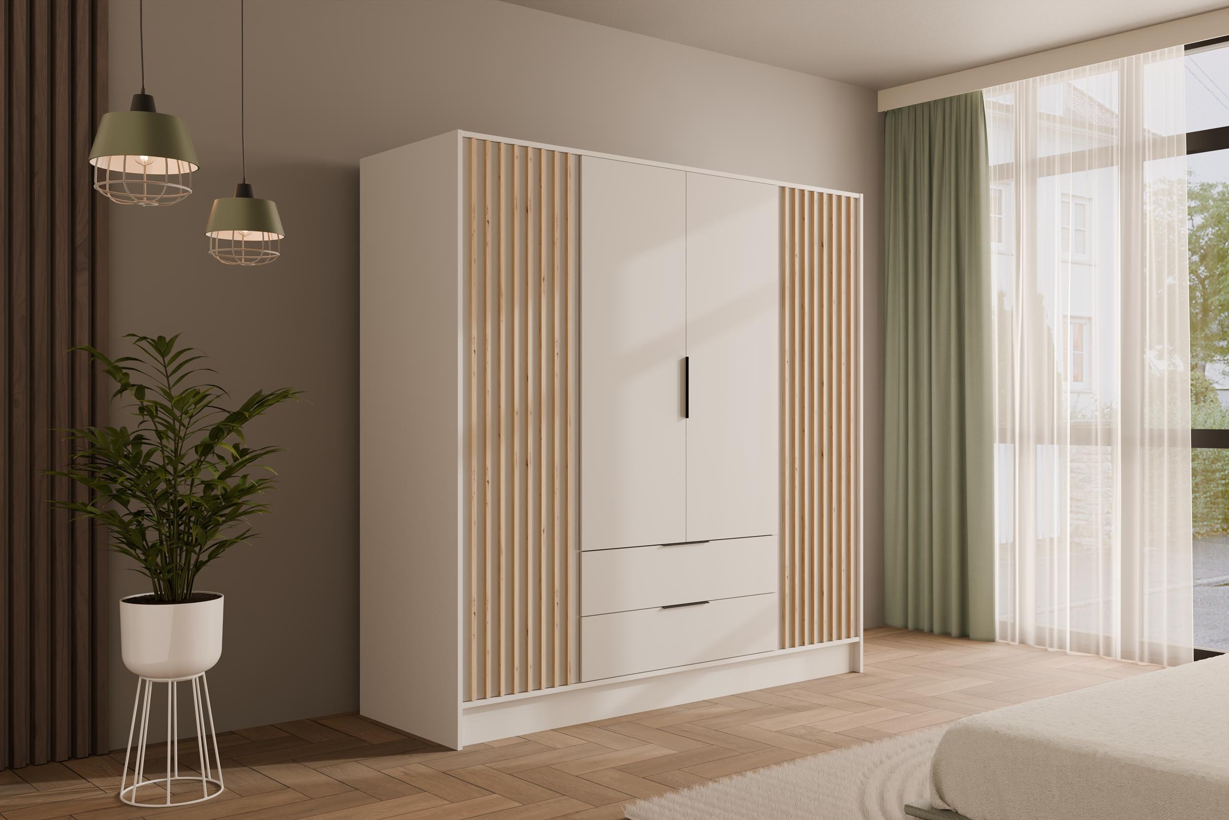 KLEIDERSCHRANK NELIA - 200 cm Holzwerkstoff ALTDECOR Möbel > Schränke > Kleiderschränke Weiß
