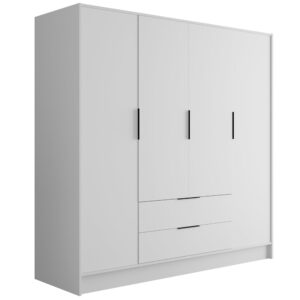 Wohnli Möbelsuche - KLEIDERSCHRANK mit Flügeltüren KOLIN 200x200cm Weiß / Weiß