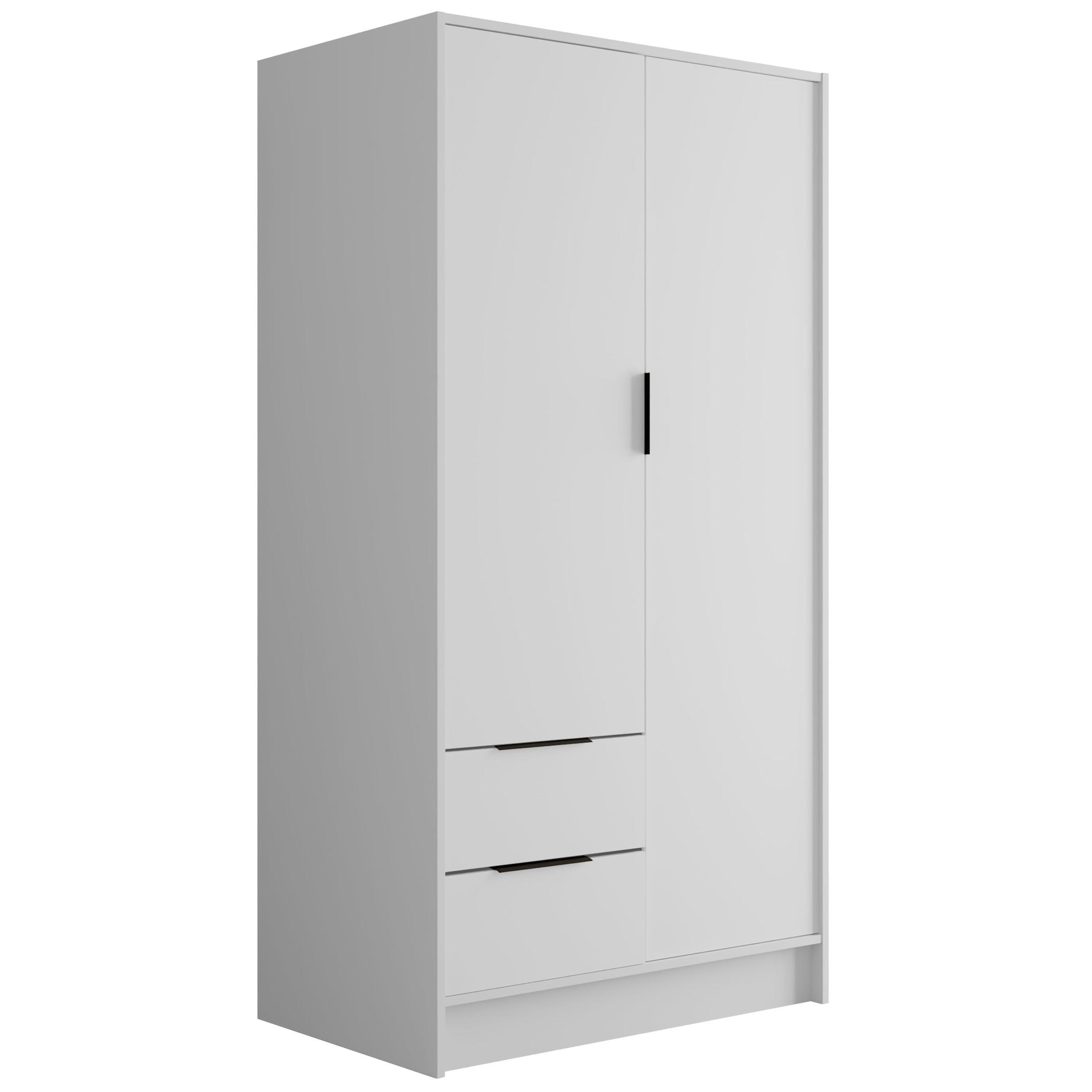 wohnli-moebel-suche-800000993399 Wohnli Möbelsuche - KLEIDERSCHRANK mit Flügeltüren KOLIN 100x200cm Weiß / Weiß