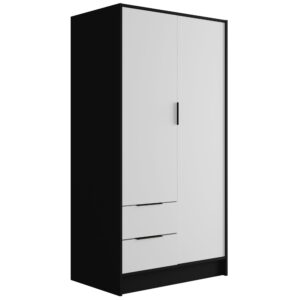 wohnli-moebel-suche-800000993412 Wohnli Möbelsuche - KLEIDERSCHRANK mit Flügeltüren KOLIN 100x200cm Schwarz / Weiß