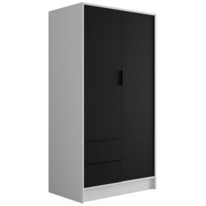 wohnli-moebel-suche-800000993436 Wohnli Möbelsuche - KLEIDERSCHRANK mit Flügeltüren KOLIN 100x200cm Weiß / Schwarz