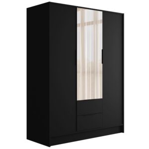 wohnli-moebel-suche-800000993453 Wohnli Möbelsuche - KLEIDERSCHRANK mit Spiegel und Flügeltüren KOLIN 150x200cm Schwarz